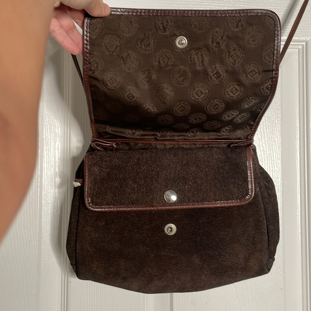 Vintage Fendi suede & leather crossbody handbag - Picture 3 of 8